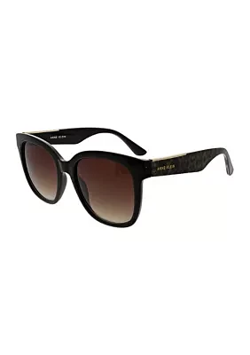 Rounded Butterfly Sunglasses with Metal Overlay