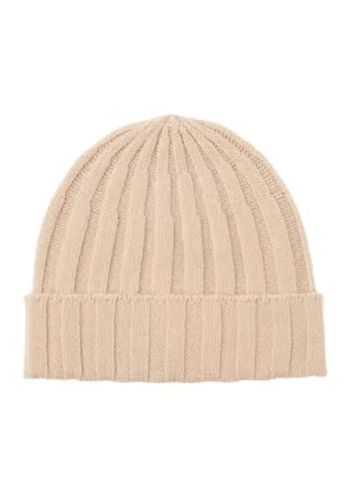Cashmere Ribbed Cuff Hat