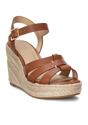 Soffia Nappa Leather Espadrille Wedge Sandals