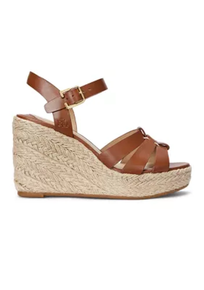 Soffia Nappa Leather Espadrille Wedge Sandals