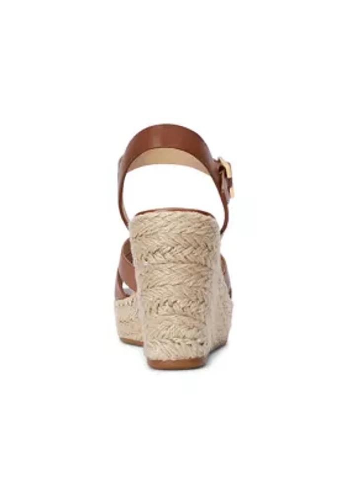 Soffia Nappa Leather Espadrille Wedge Sandals