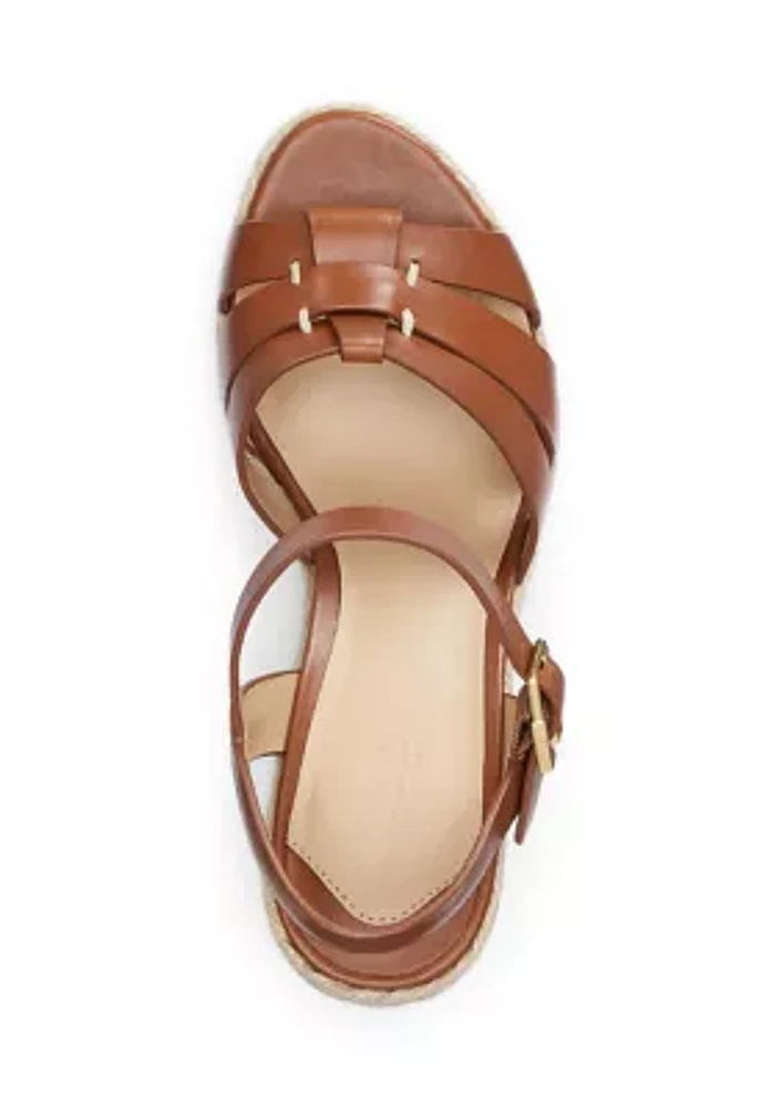Soffia Nappa Leather Espadrille Wedge Sandals