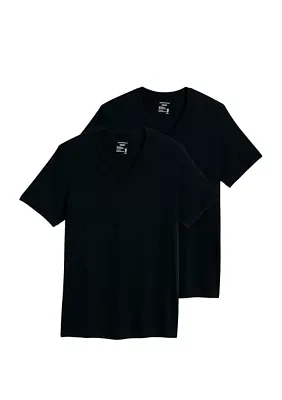 Big & Tall Tag-Free V-Neck T-shirt 2 -Pack