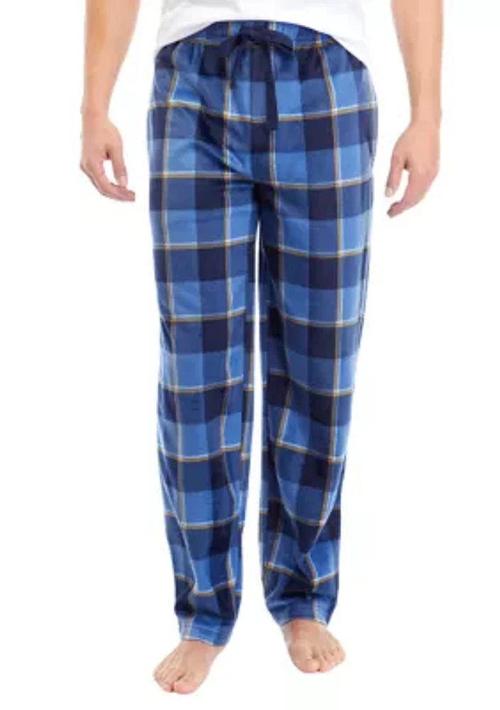 Blue Check Sueded Fleece Pants