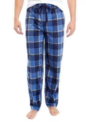 Blue Check Sueded Fleece Pants