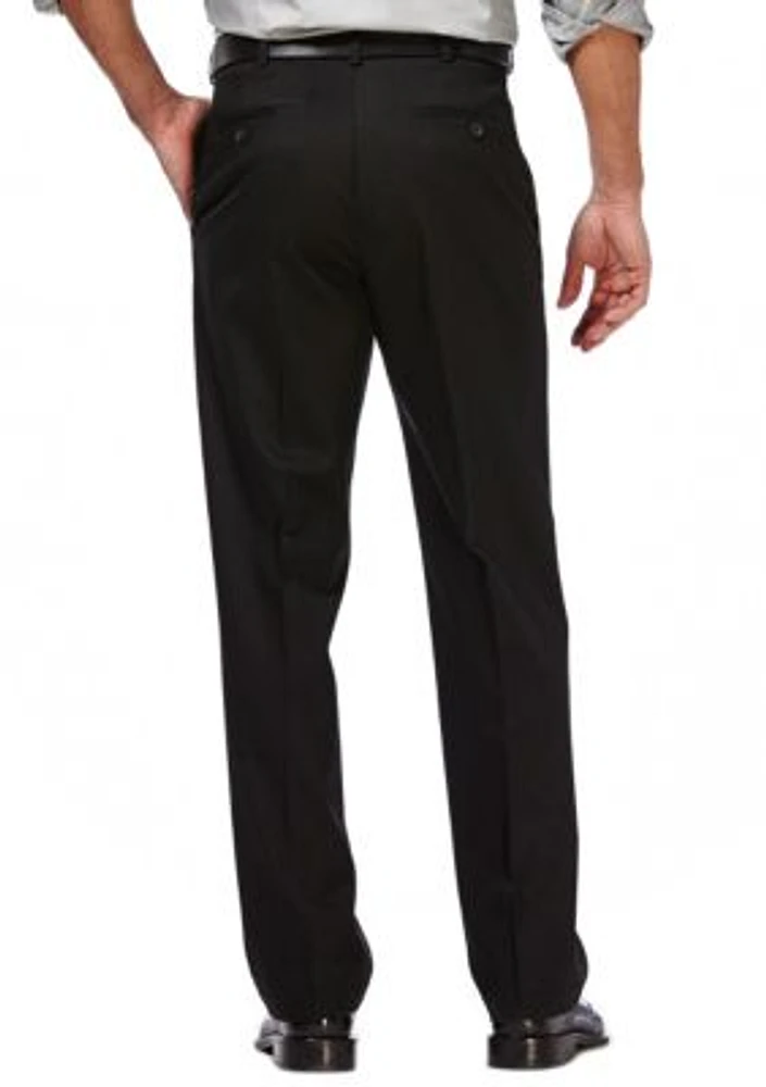 Premium Stretch No Iron Khaki Classic Fit Hidden Expandable Waistband Flat Front Pants