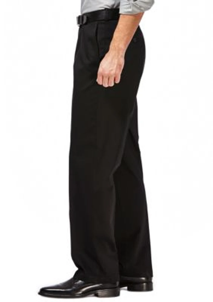 Premium Stretch No Iron Khaki Classic Fit Hidden Expandable Waistband Flat Front Pants