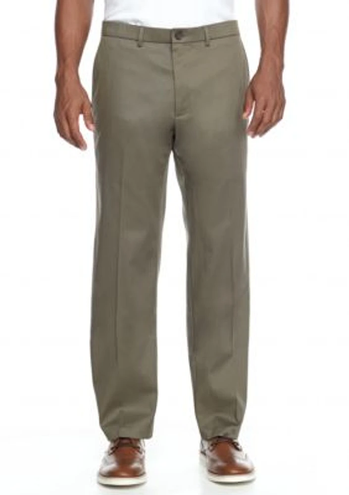 Premium Stretch No Iron Khaki Straight Fit Flat Front Pants