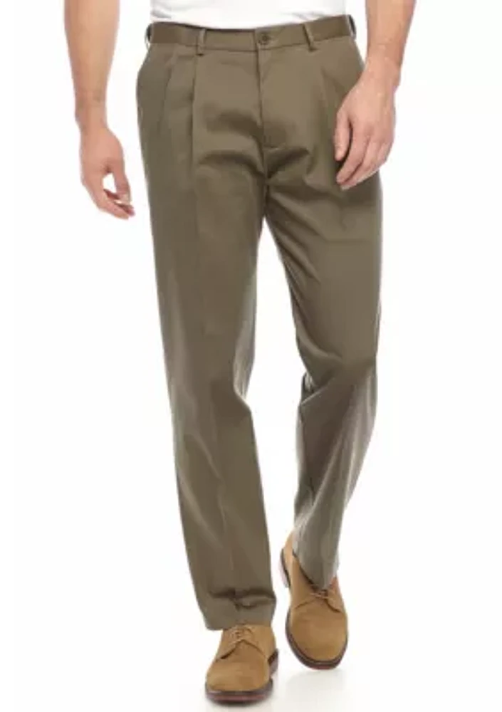 Big & Tall Premium No Iron Classic Fit Pleat Front Khaki Pants