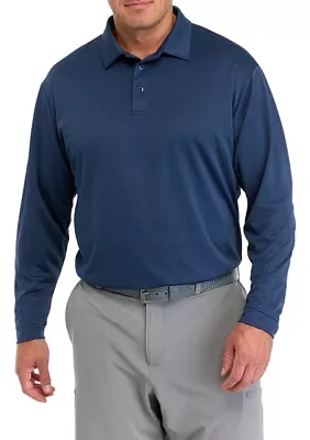 Big & Tall Long Sleeve Feeder Stripe Polo Shirt