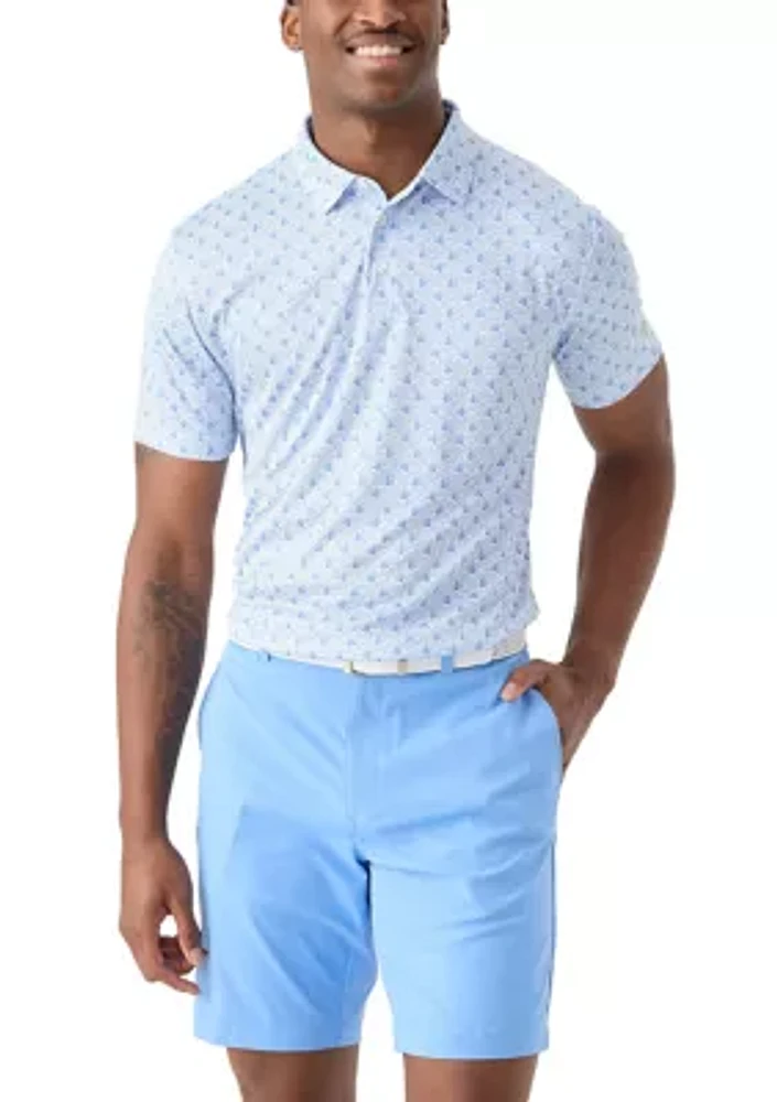 Men's Short Sleeve Angler Fish Print Polo Shirt