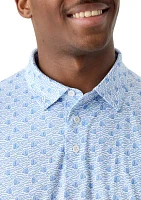 Men's Short Sleeve Angler Fish Print Polo Shirt