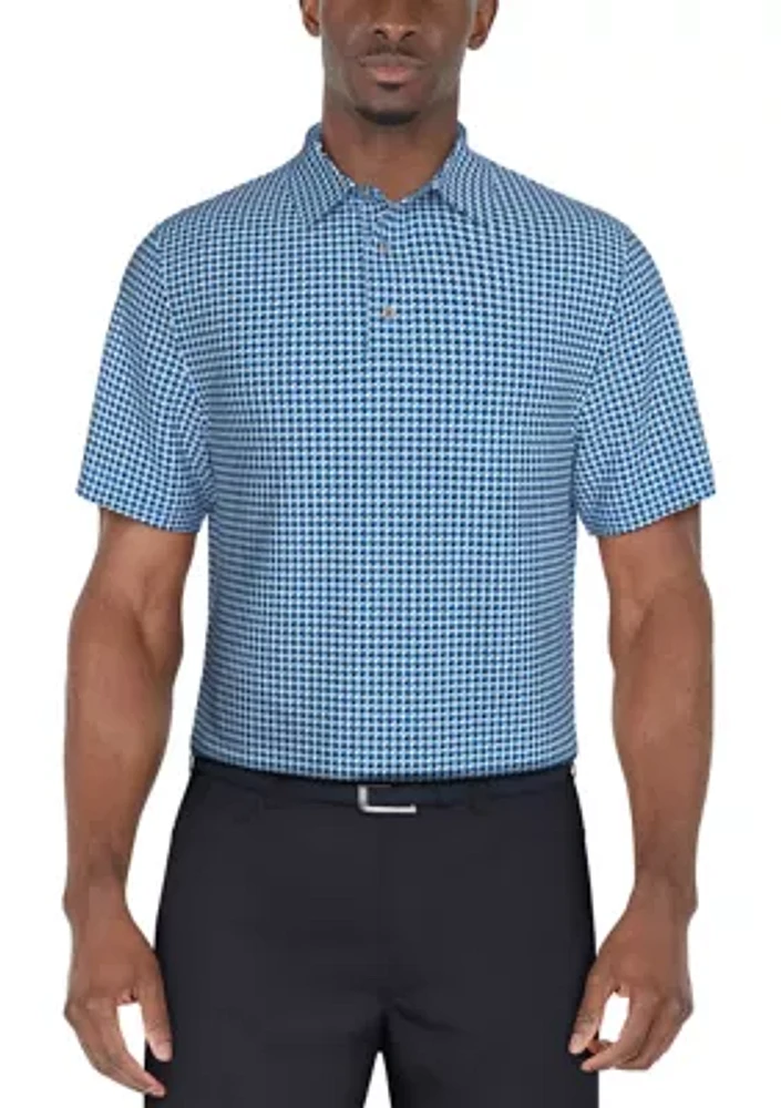 Men's Short Sleeve Stretch Performance Geometric Print Polo Shirt