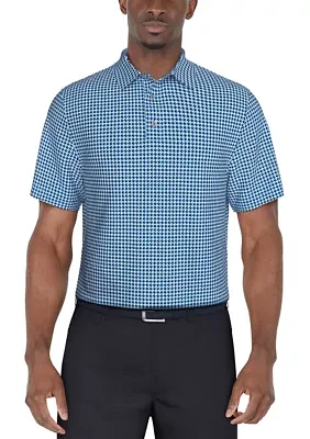 Men's Short Sleeve Stretch Performance Geometric Print Polo Shirt