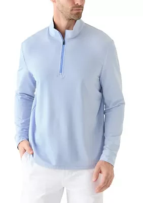 Long Sleeve Feeder Stripe Mock Neck Golf Shirt