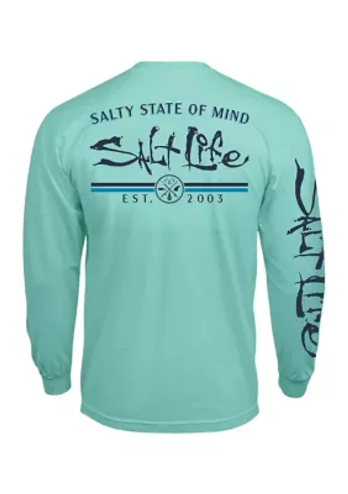 Long Sleeve Striated Graphic T-Shirt