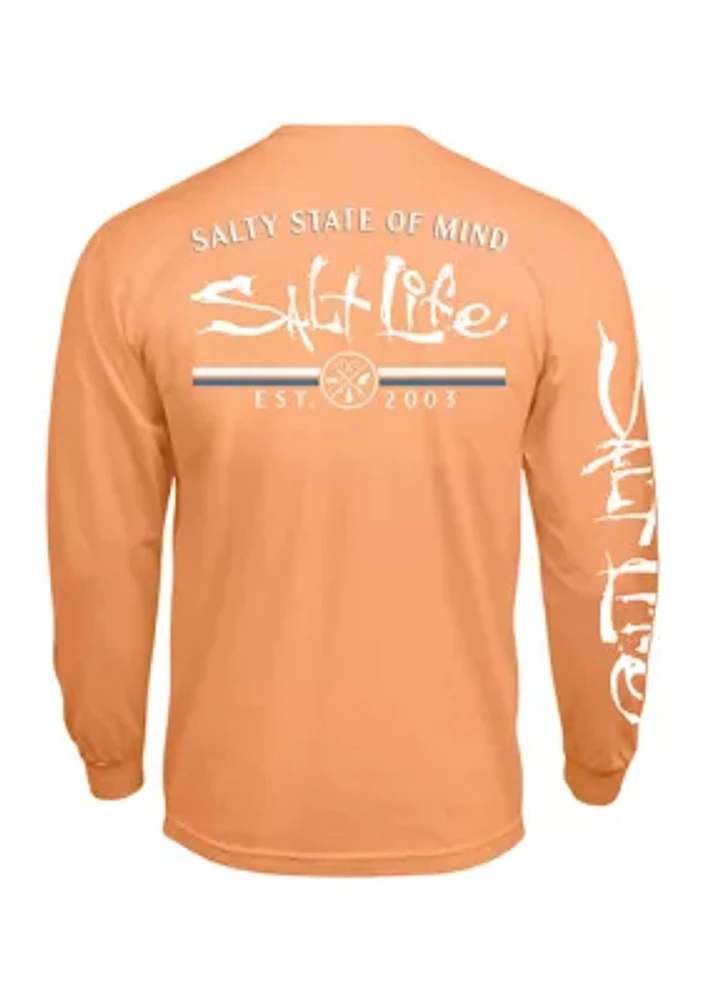 Long Sleeve Striated Graphic T-Shirt