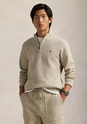 Double Knit Mesh Quarter Zip Pullover Sweatshirt