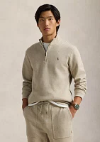 Double Knit Mesh Quarter Zip Pullover Sweatshirt