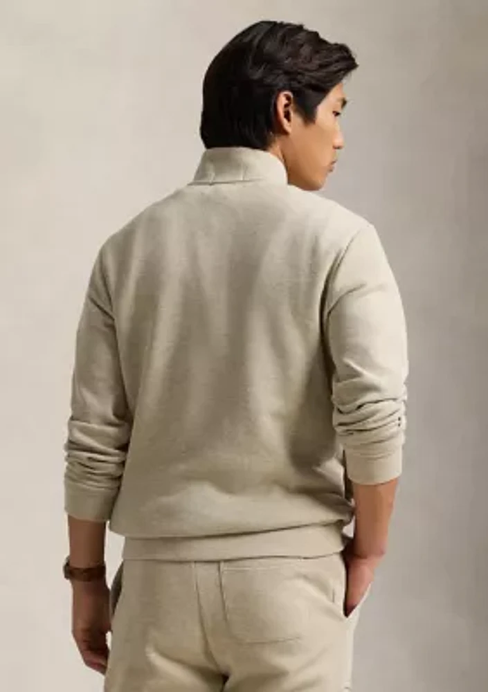 Double Knit Mesh Quarter Zip Pullover Sweatshirt