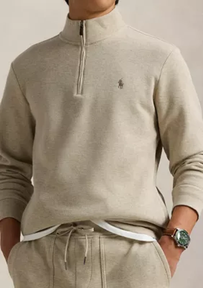 Double Knit Mesh Quarter Zip Pullover Sweatshirt