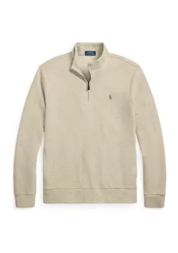 Double Knit Mesh Quarter Zip Pullover Sweatshirt