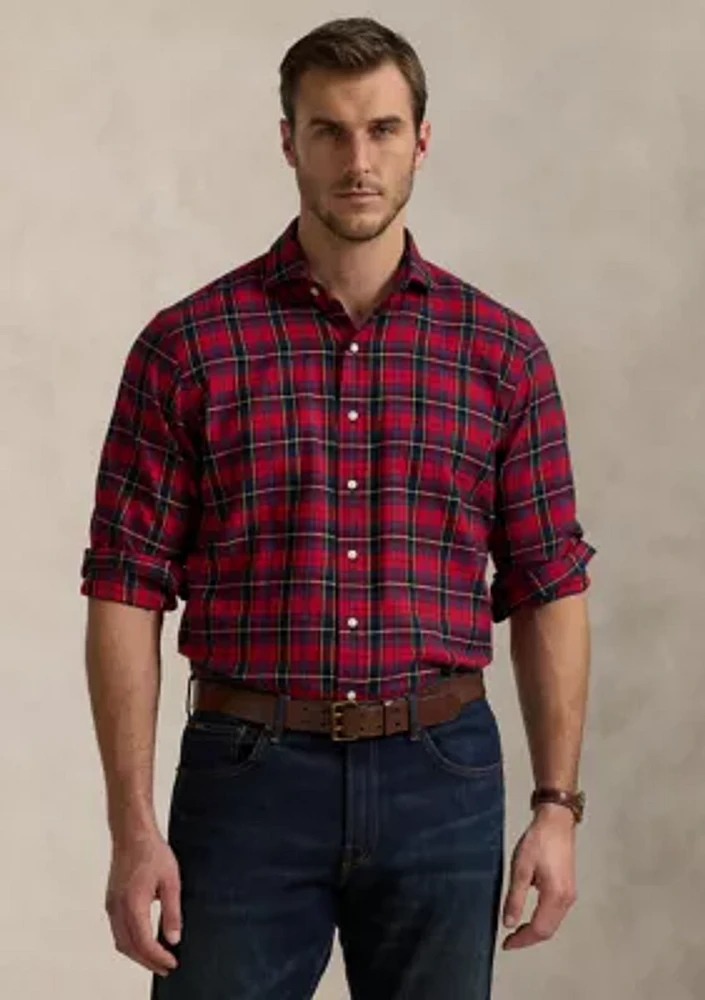 Big & Tall Classic Fit Plaid Brushed Twill Long Sleeve Woven Shirt