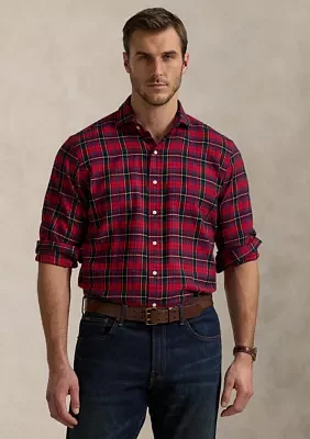 Big & Tall Classic Fit Plaid Brushed Twill Long Sleeve Woven Shirt