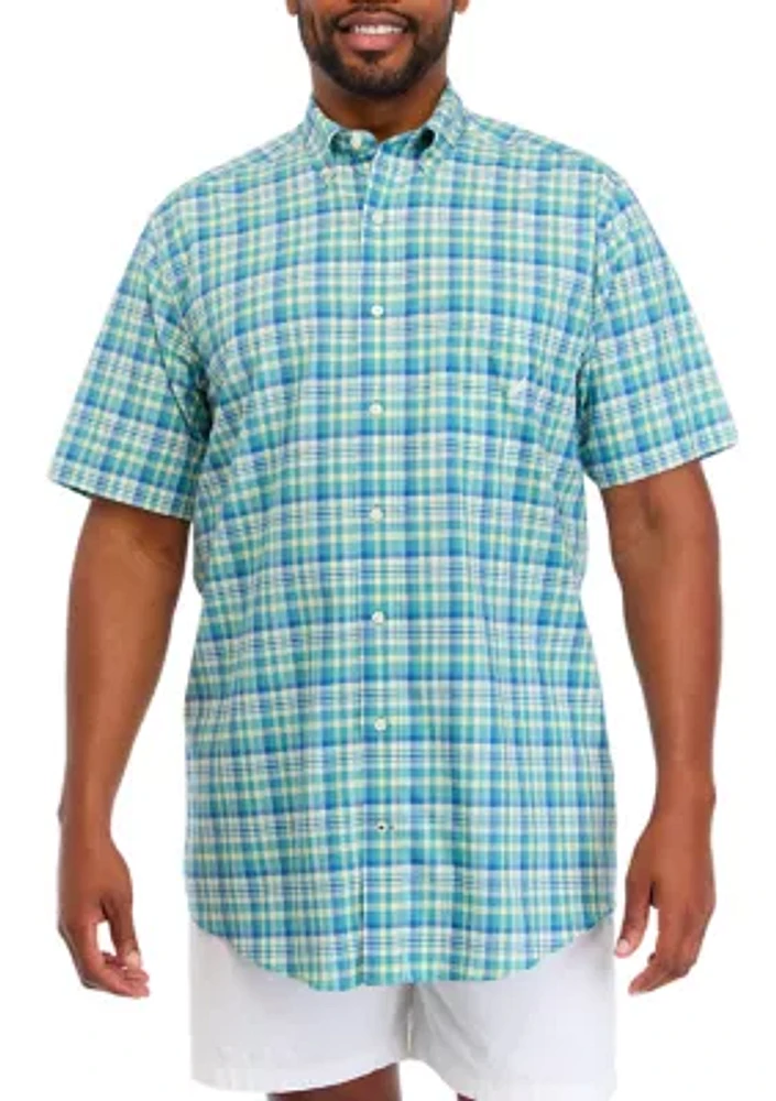 Big & Tall Short Sleeve Tencel Plaid Shirt