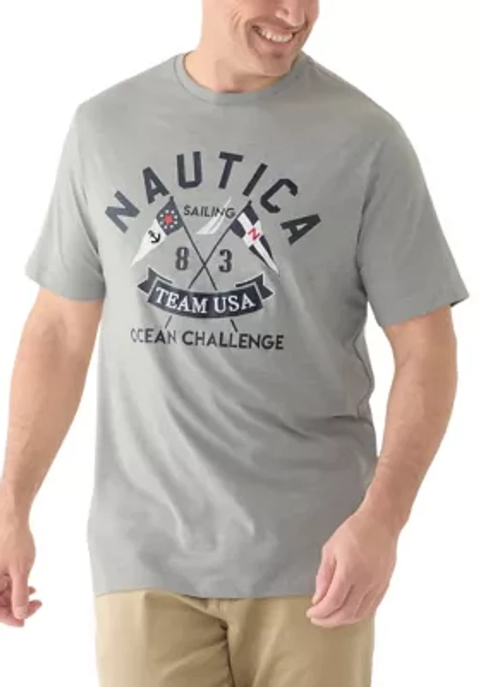 Big & Tall Short Sleeve Ocean Challenge Embroidered Front Graphic T-Shirt