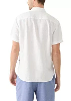 Short Sleeve Solid Linen Button Up Shirt