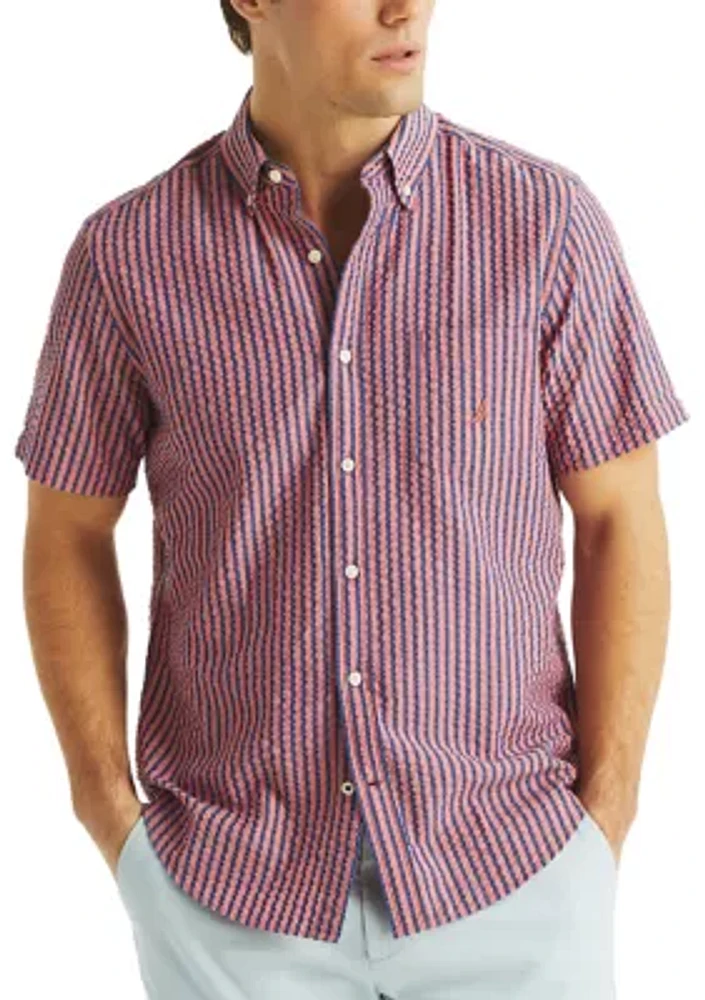 Short-Sleeve Striped Seersucker Shirt