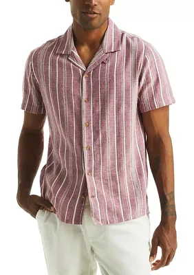 Striped Short Sleeve Camp Shirt