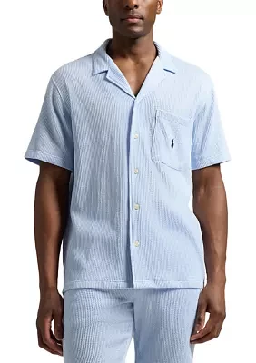 Knit Seersucker Pajama Shirt