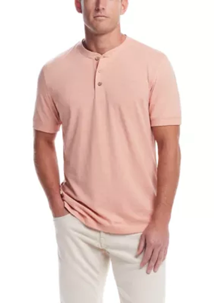 Men's Short Sleeve Solid Sueded Jersey Henley Shirt