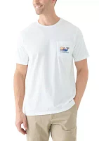 Men's Palm Tree Silhouette Scenic Whale Short Sleeve Graphic T-Shirt