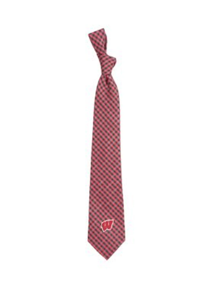 NCAA Wisconsin Badgers Gingham Tie