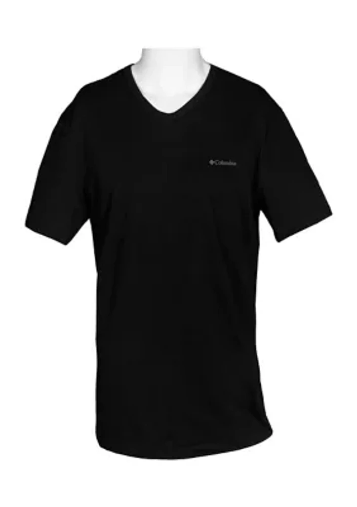 Short Sleeve Solid V-Neck Undershirts - 3 Pack