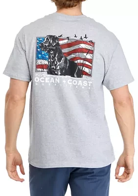 Short Sleeve Americana Dog Flag Graphic T-Shirt