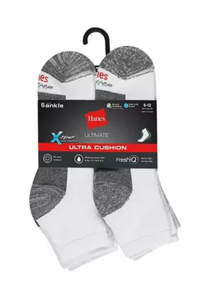 Ultimate X-Temp Ultra Cushion 6 Pack Ankle Socks