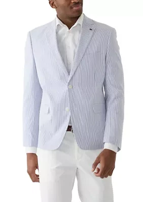 Chambray Seersucker Stripe Suit Separate Jacket