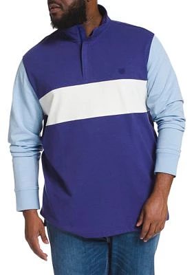 Big & Tall Long Sleeve Quarter Zip Mock Neck Birdseye Knit Pullover