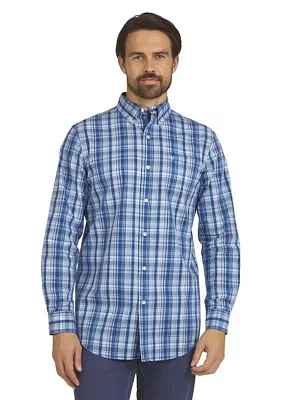 Men's Long Sleeve Plaid Poplin Shirt