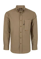 Men's Autumn Brushed Twill Solid Button Down Long Sleeve Shirt