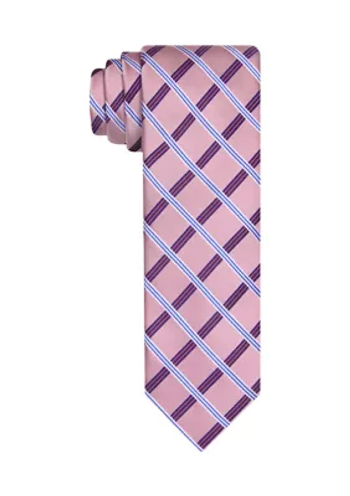 Satin Striped Grid Tie