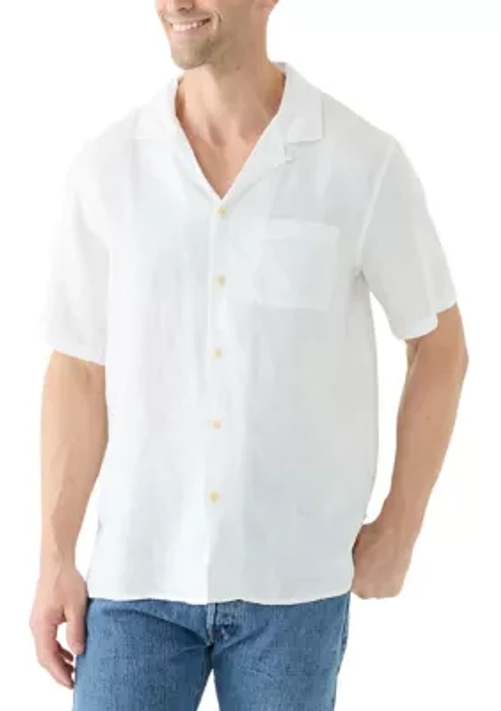 Men's Short Sleeve Linen Camp Collar Shirt