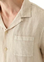 Men's Short Sleeve Linen Camp Collar Shirt