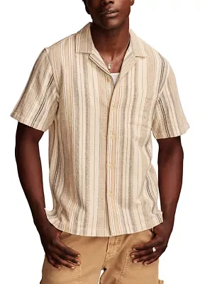Stripe Short Sleeve Camp Collar Shirt