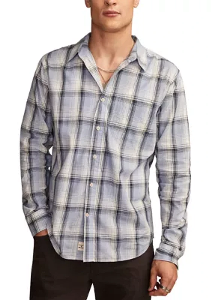 Big & Tall Long Sleeve Plaid One Pocket Poplin Shirt