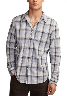 Big & Tall Long Sleeve Plaid One Pocket Poplin Shirt